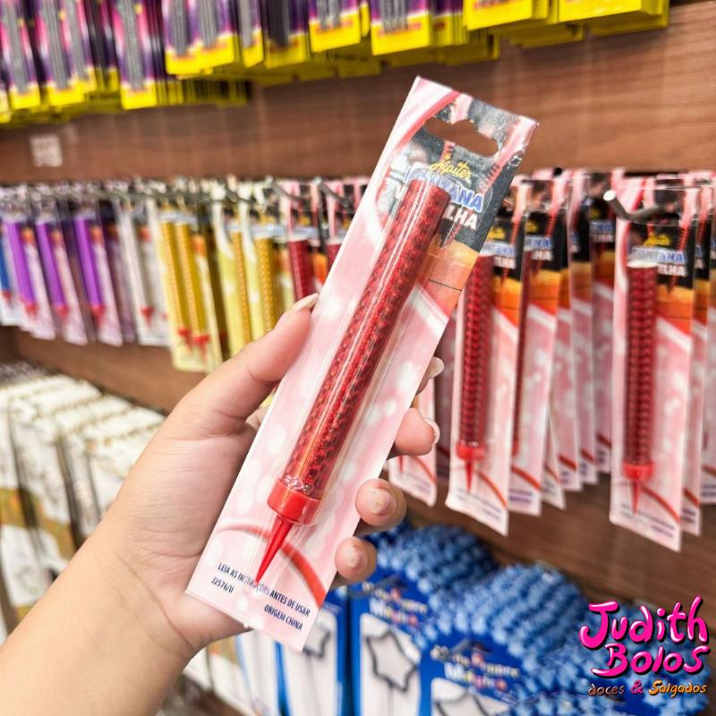 vela vulcão Vermelha metalizada