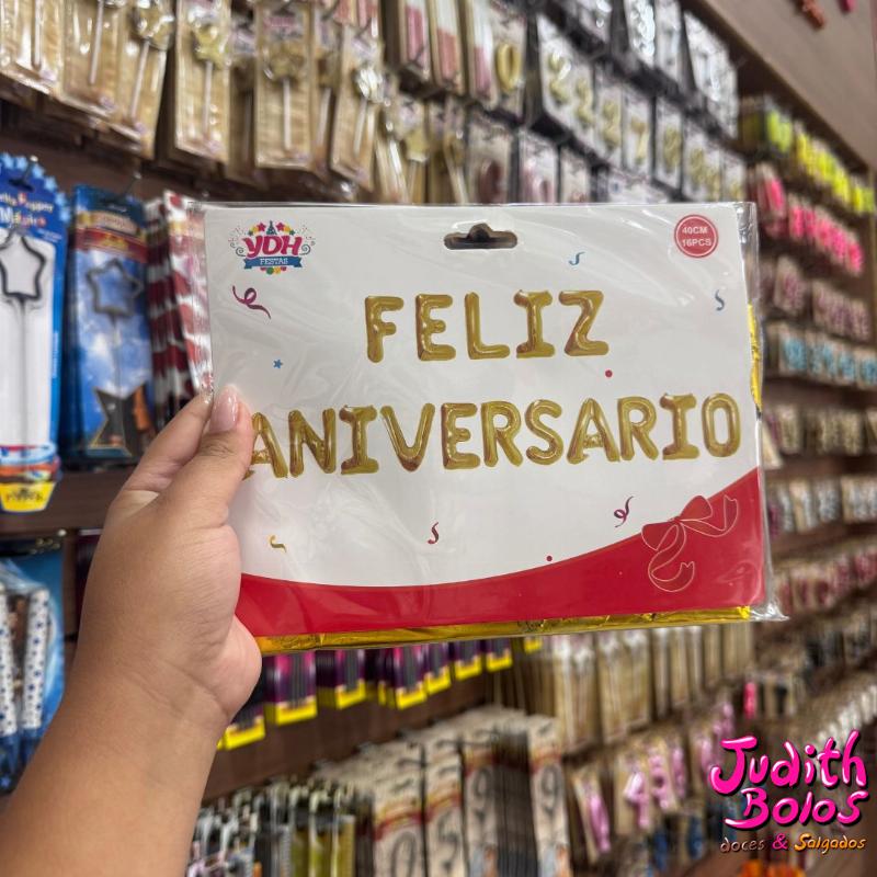 Balões Feliz Aniversário - Dourado