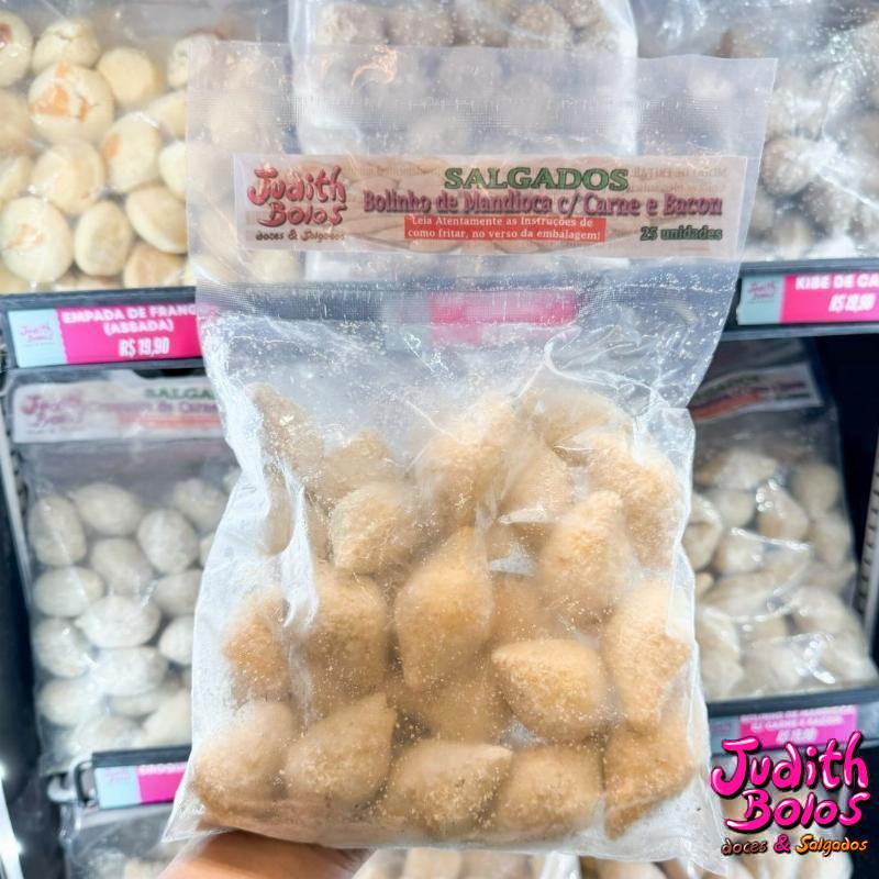 Bolinho de Mandioca c/ Carne e Bacon Congelado Pct. com 25 unidades
