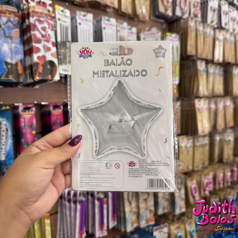 Balão Metalizado Estrela Prata