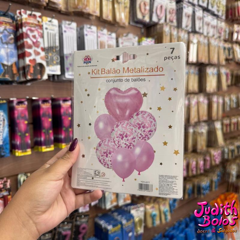 Kit Balão Metalizado Rosa Claro