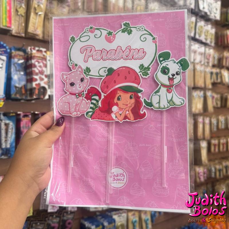 Topo de Bolo Tema Moranguinho