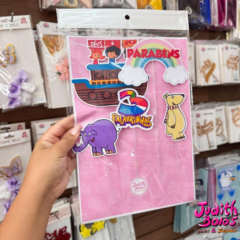 Topo de Bolo Tema Três Palavrinhas