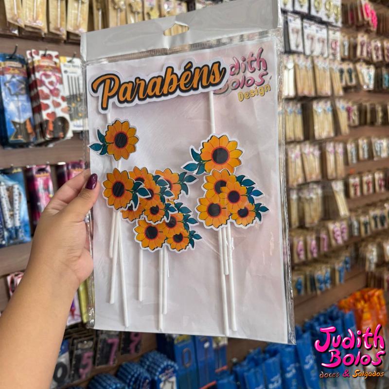 Topo de Bolo Tema Girassóis