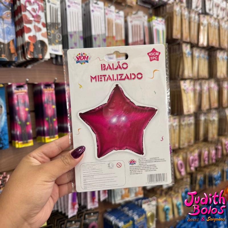 Balão Metalizado Estrela Rosa