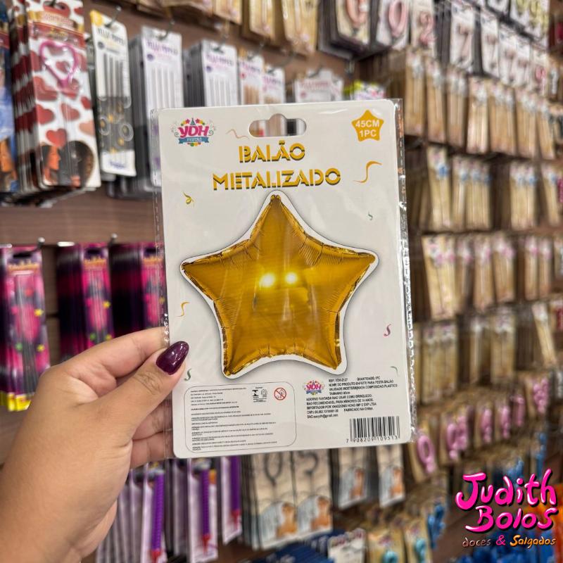 Balão Metalizado Estrela Dourada