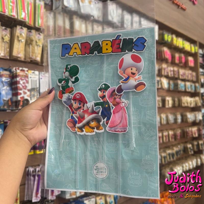 Topo de Bolo Tema Turma do Mario Bros