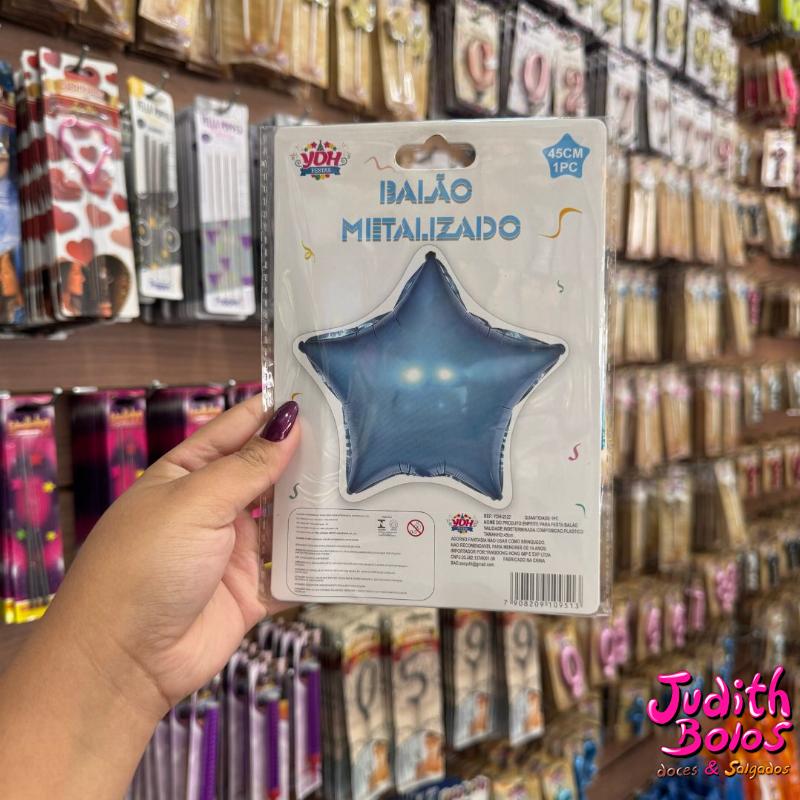 Balão Metalizado Estrela Azul Claro