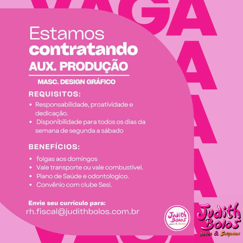 Estamos Contratando – Aux. de Produção Masc. Design Gráfico